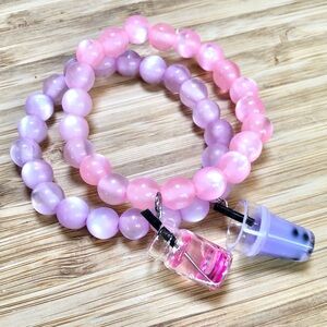 Pink and Purple Boba Tea Charm Bracelets